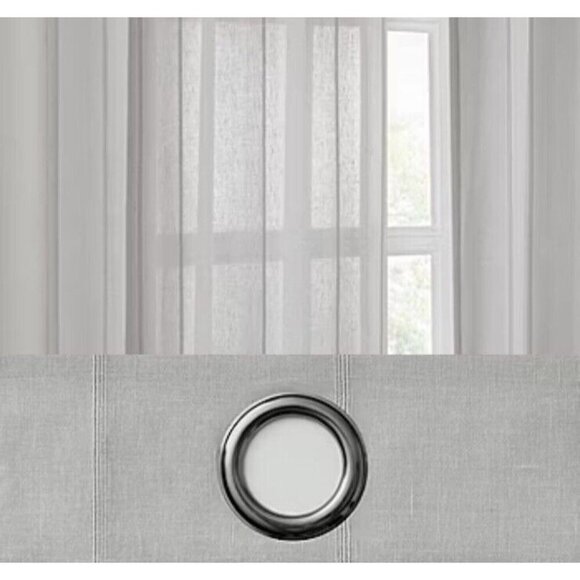 Fieldcrest Mirron Solid Sheer Grommet Top Single Panel Silver‎ Gray 50 x 84 - Picture 2 of 12